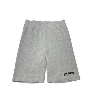 Peace Collective Gray Bike Shorts with peace logo